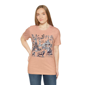 Toile De Jouy Style Short Sleeve Unisex Tee