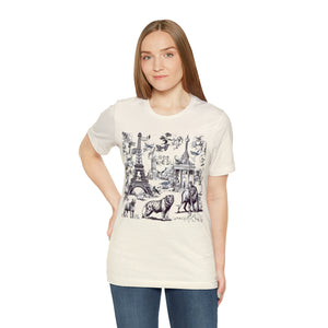 Toile De Jouy Style Short Sleeve Unisex Tee