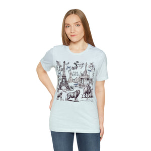 Toile De Jouy Style Short Sleeve Unisex Tee