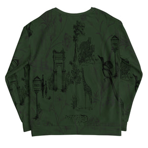 Deep Green Toile De Jouy Unisex Sweatshirt