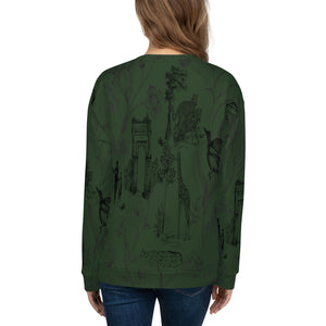 Deep Green Toile De Jouy Unisex Sweatshirt