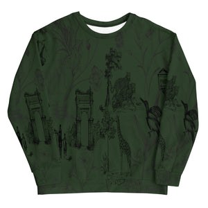 Deep Green Toile De Jouy Unisex Sweatshirt