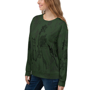 Deep Green Toile De Jouy Unisex Sweatshirt