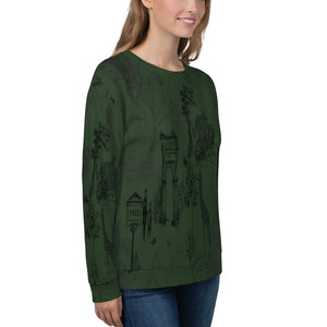 Deep Green Toile De Jouy Unisex Sweatshirt