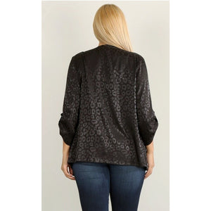 Plus Size - DARA - Satin Leopard print style cardigan