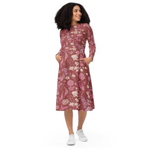 Modest Midi Dress, Long Sleeve Midi Dress, Dress with pockets, Modest Women's Dress, Modest Clothing